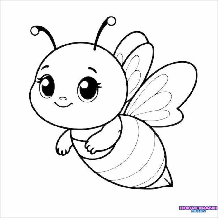 hình ảnh tranh tô màu con ong cực cute