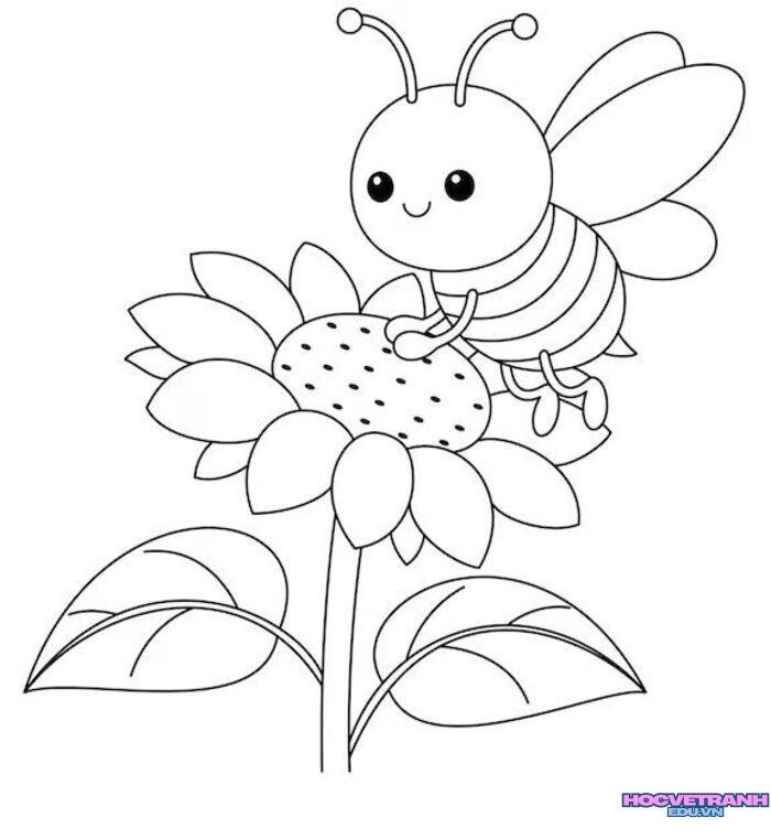 hình ảnh tranh tô màu con ong đáng yêu