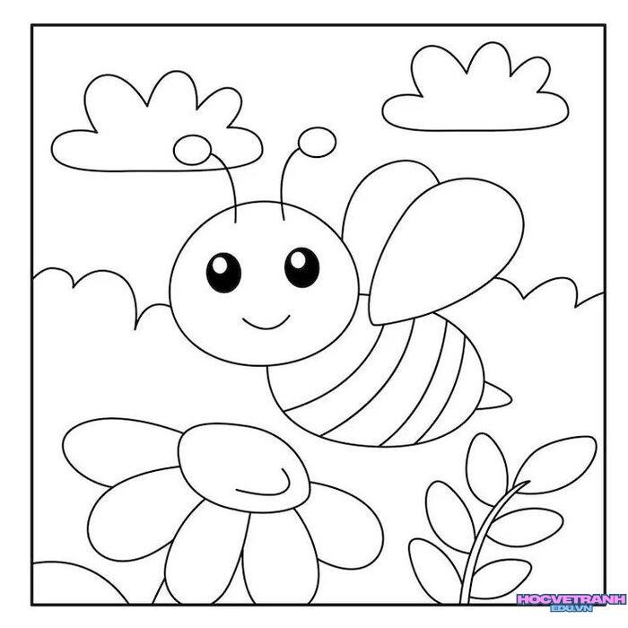 hình ảnh tranh tô màu con ong dễ thương