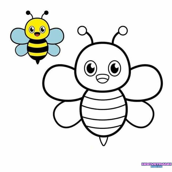 hình ảnh tranh tô màu con ong siêu cute