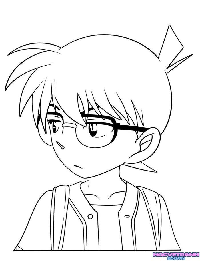 hình ảnh tranh tô màu conan cực cute