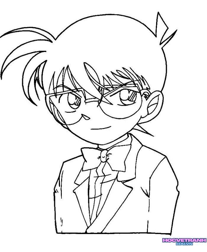 hình ảnh tranh tô màu conan cute