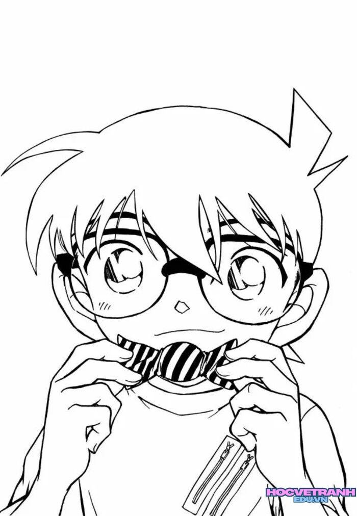 hình ảnh tranh tô màu conan xinh