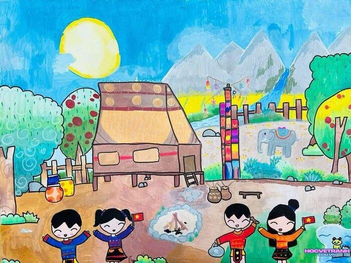 hình ảnh vẽ tranh giỗ tổ hùng vương