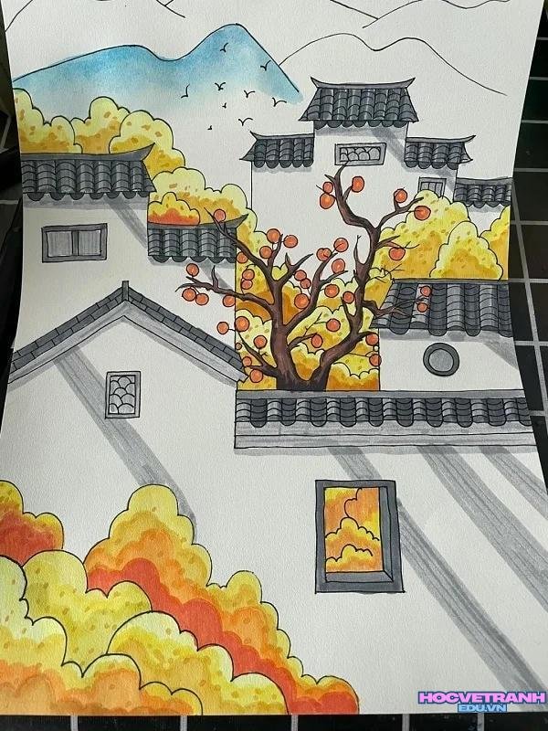 hình anh vẽ tranh mùa thu đơn giản