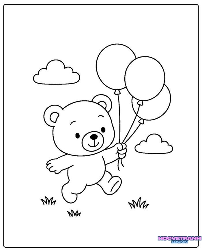 hình tranh tô màu con gấu cute đẹp
