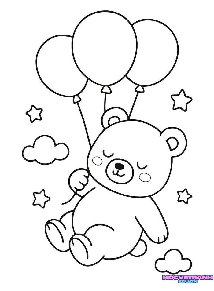 hình tranh tô màu con gấu đẹp