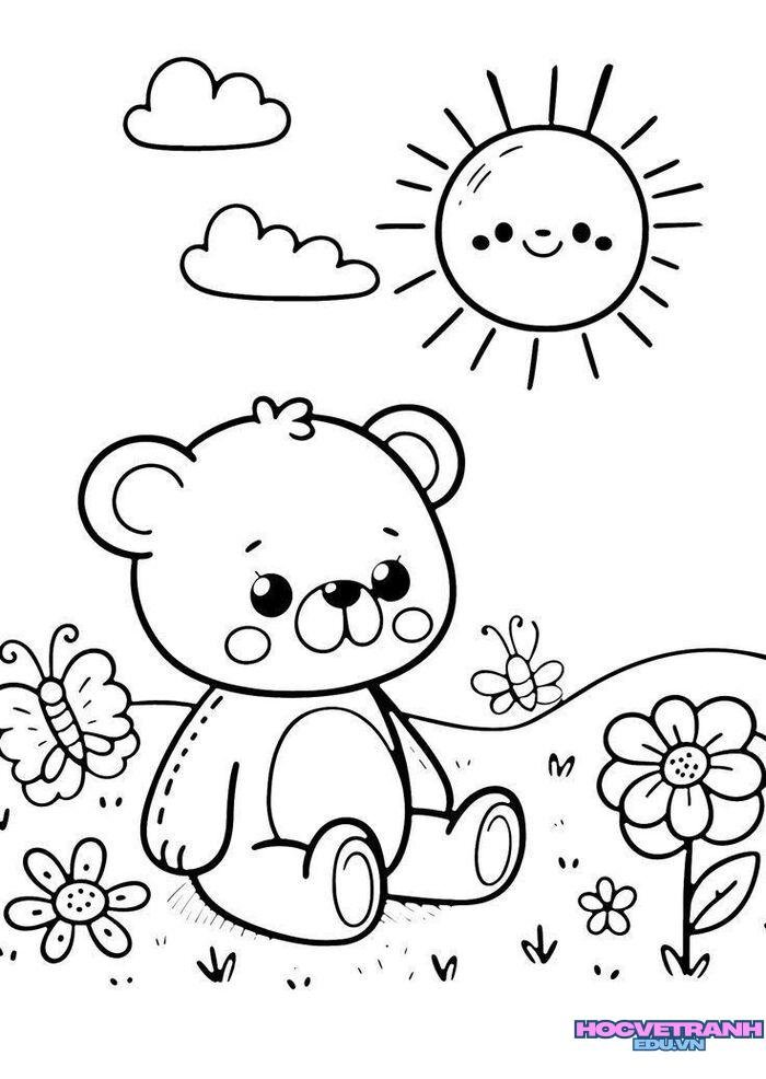 hình tranh tô màu con gấu siêu đẹp