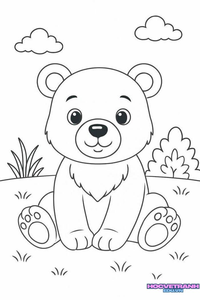 hình tranh tô màu con gấu xinh nhất