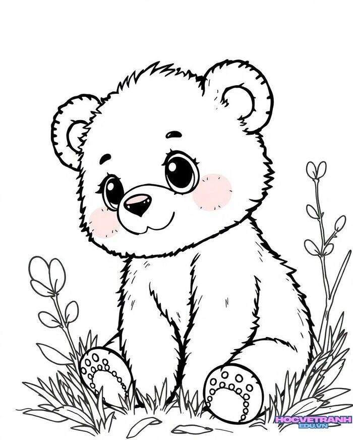 hình tranh tô màu con gấu