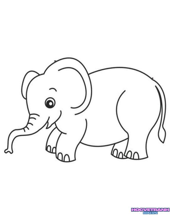 hình tranh tô màu con voi đẹp