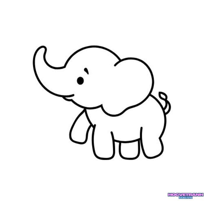 hình tranh tô màu con voi xinh nhất