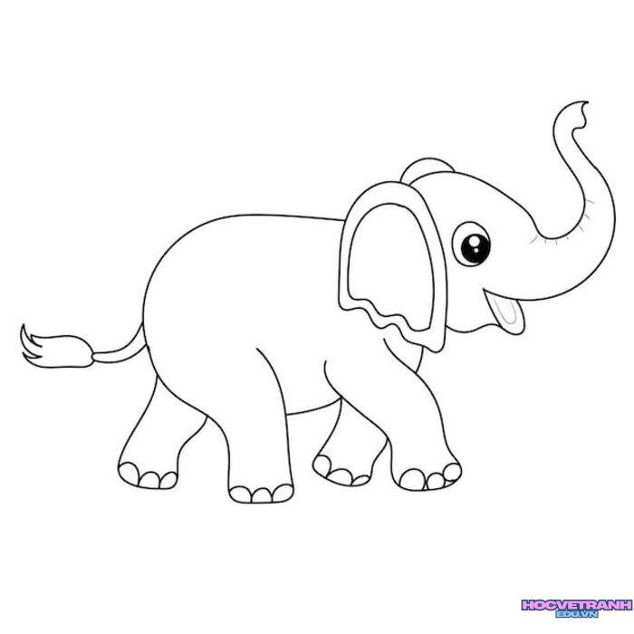 hình tranh tô màu con voi xinh