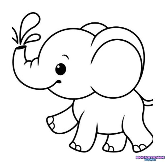 hình tranh tô màu con voi