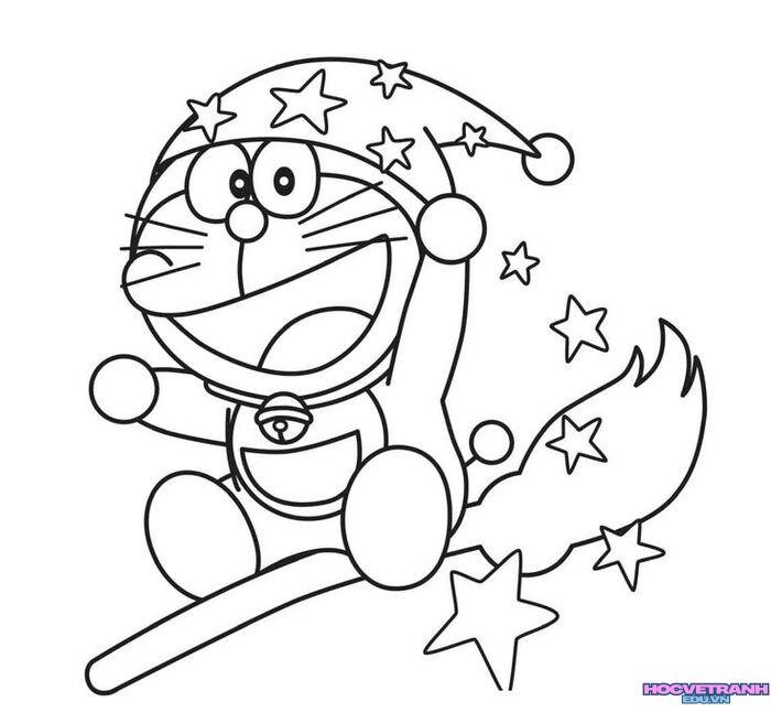 hình tranh tô màu doremon siêu xinh
