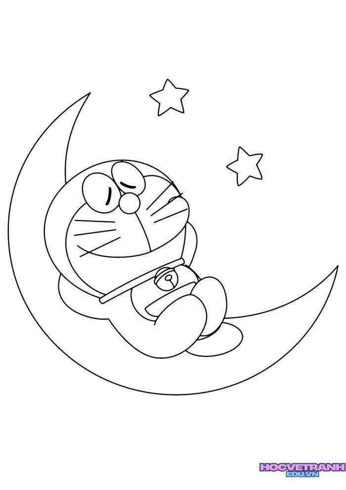hình tranh tô màu doremon xinh nhất