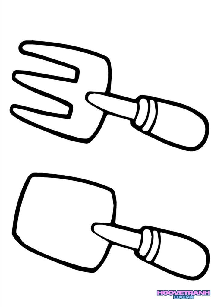 hình tranh tô màu dụng cụ nghề nông cực ngầu