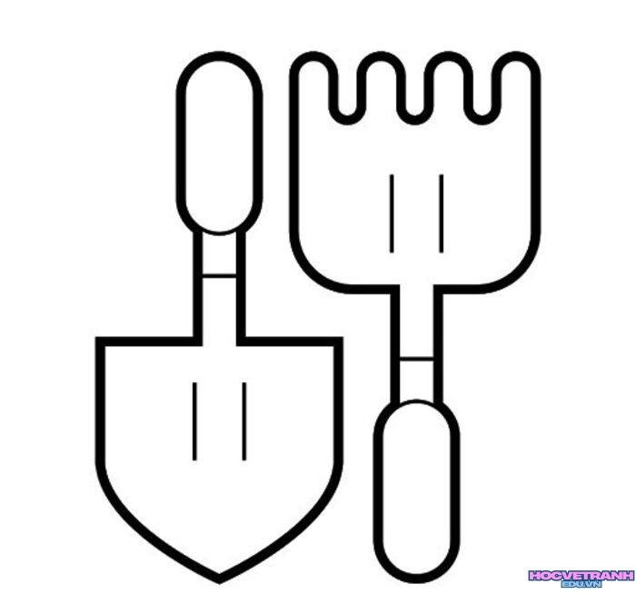 hình tranh tô màu dụng cụ nghề nông siêu ngầu