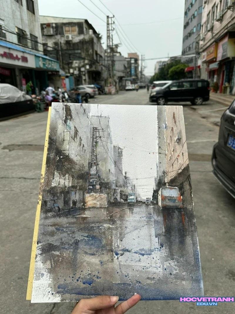 hinh vẽ tranh màu nước