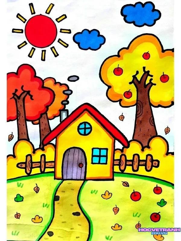 hình vẽ tranh mùa thu đơn giản