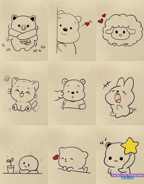 mẫu vẽ tranh cute ngộ nghĩnh