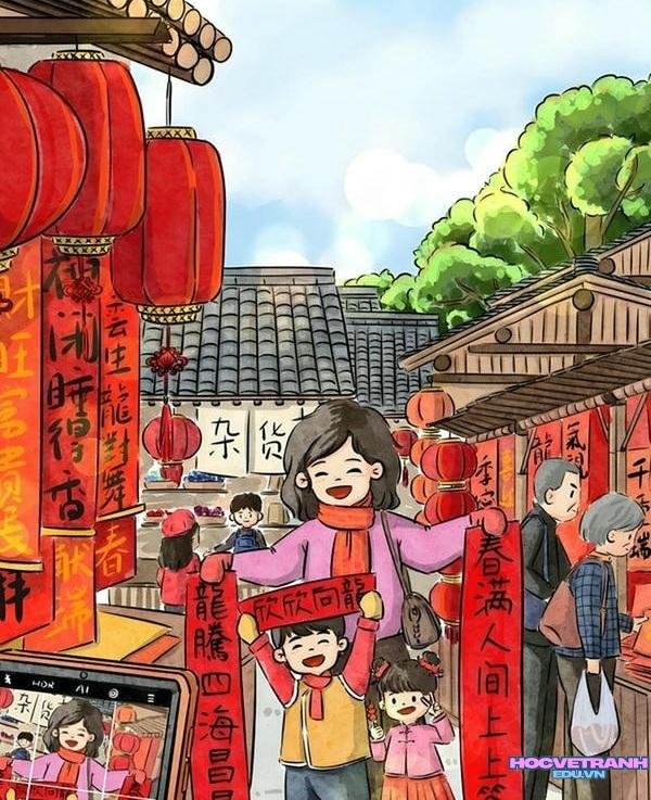 mùa xuân tranh ngày tết