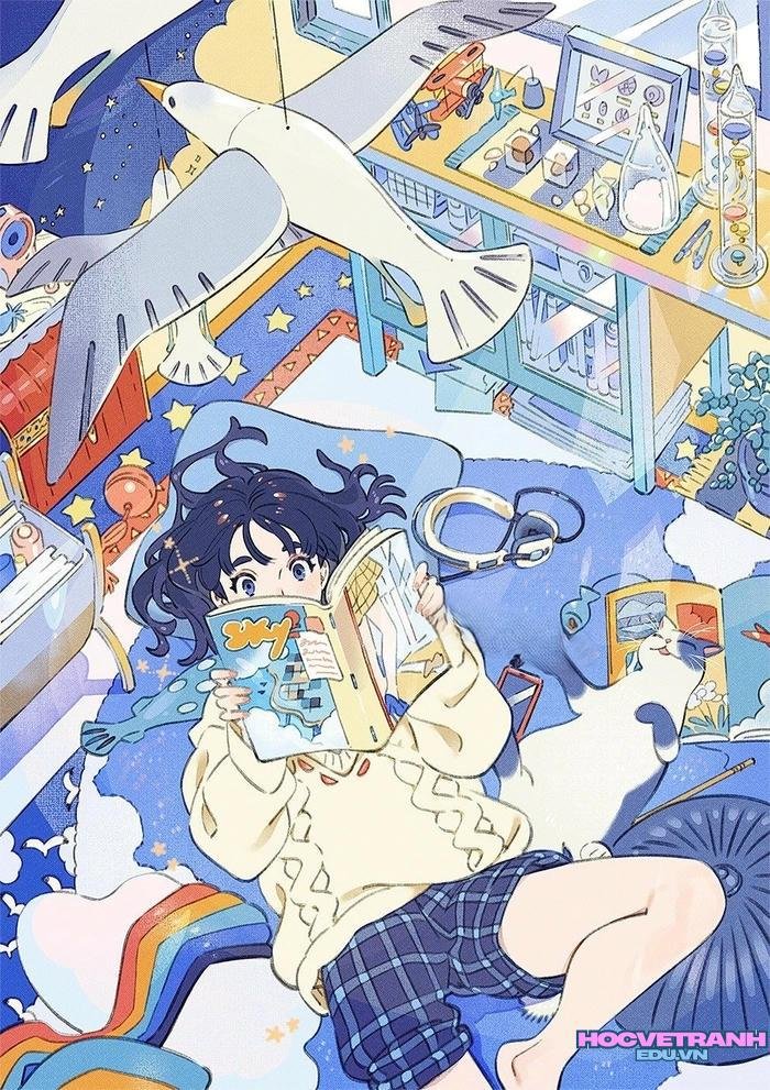 tranh bé học bài