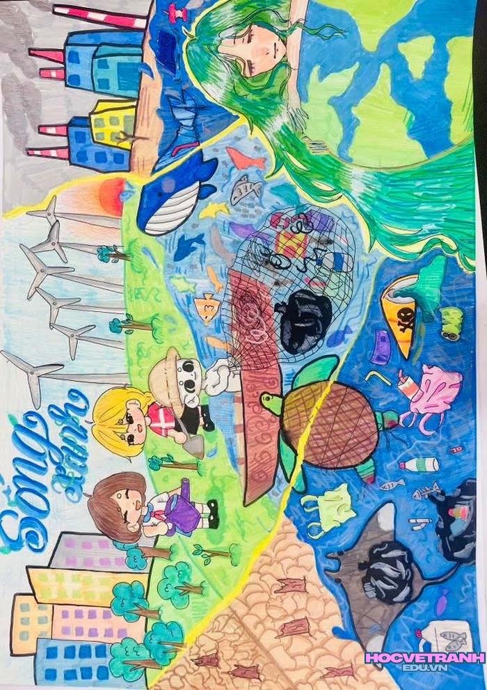 tranh cổ động nhặt rác