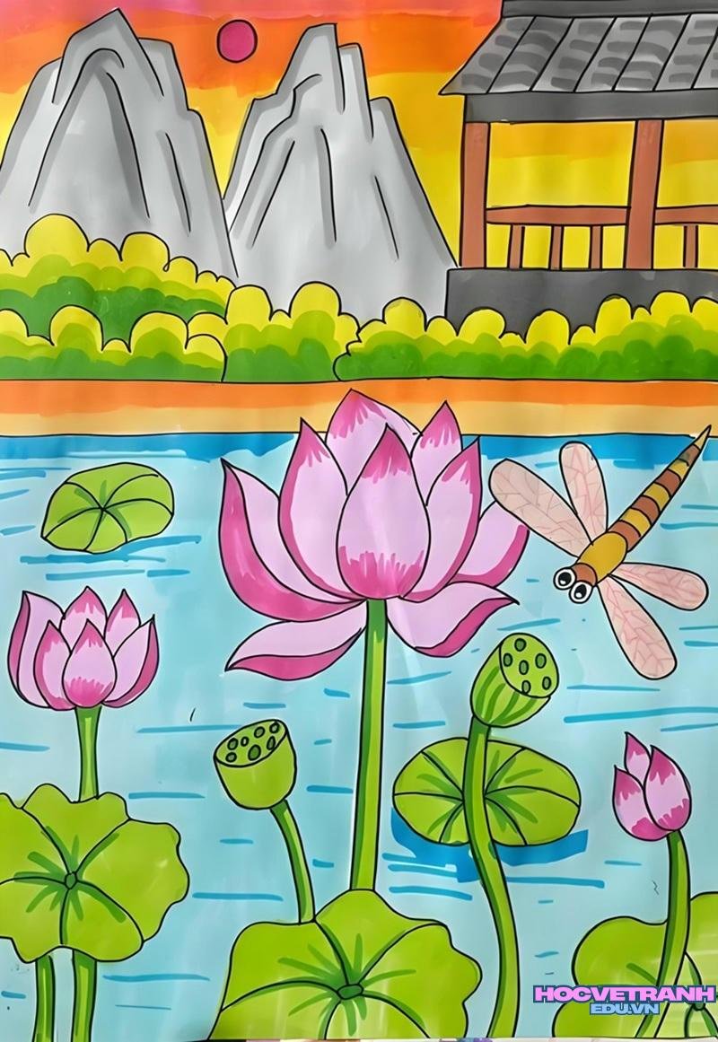 tranh làng quê đơn giản