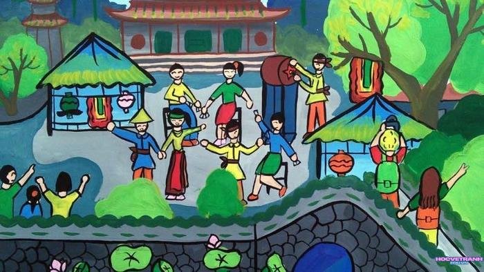 tranh lễ hội tết