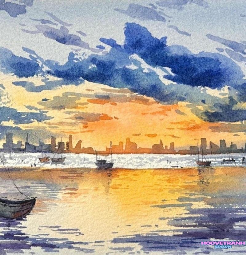 tranh màu nước dễ vẽ