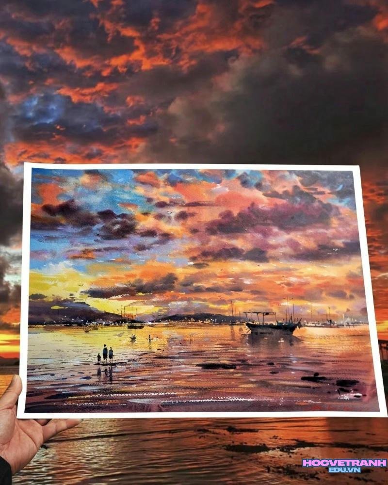 tranh màu nước đơn giản