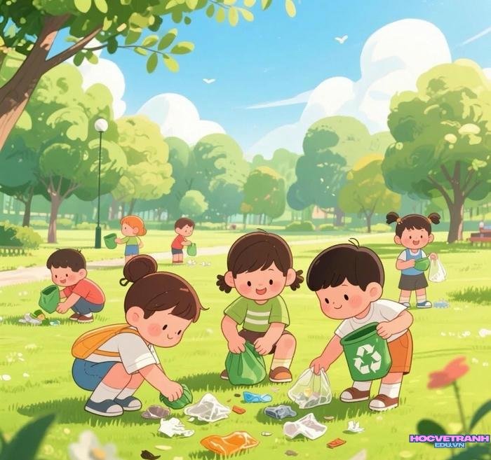 tranh nhặt rác anime