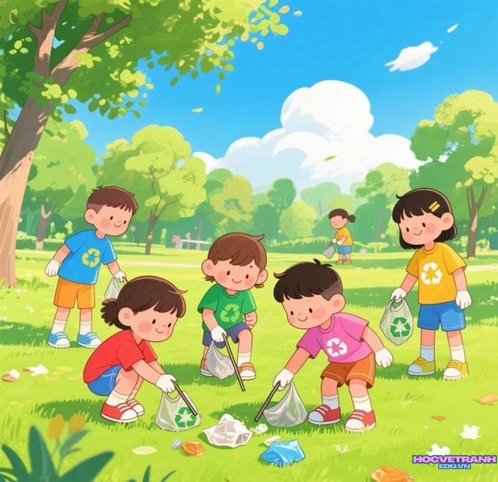 tranh nhặt rác tái chế