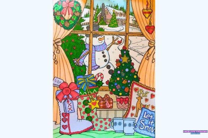 tranh noel màu nước