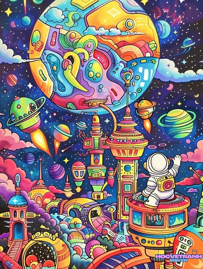 tranh phi hành gia bay