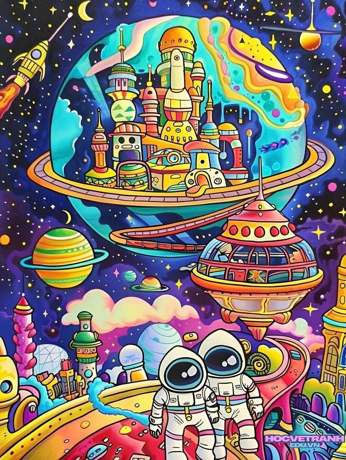 tranh phi hành gia galaxy