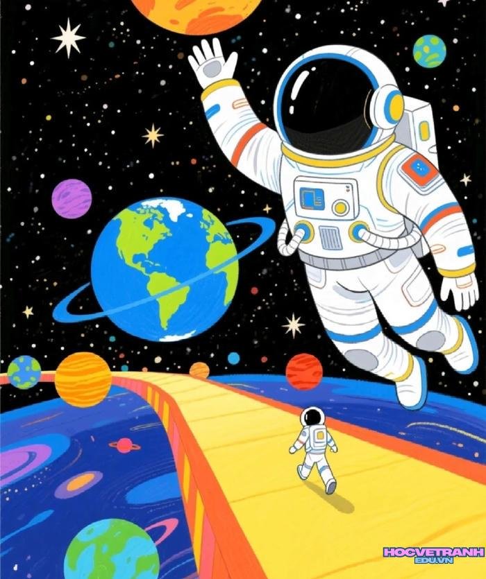 tranh phi hành gia nghệ thuật