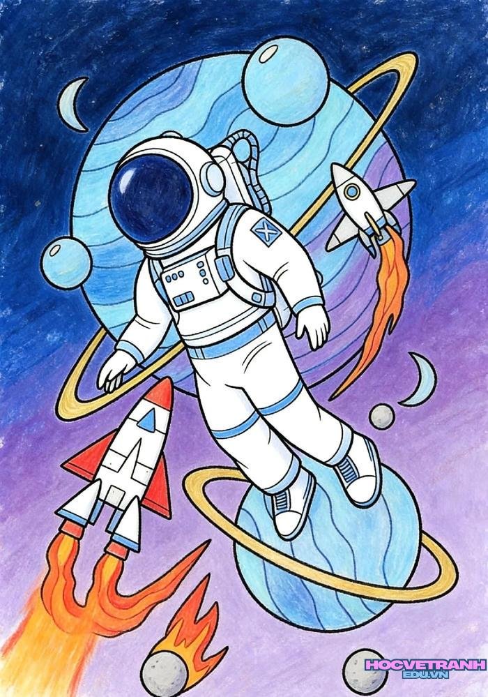 tranh phi hành gia và trái đất