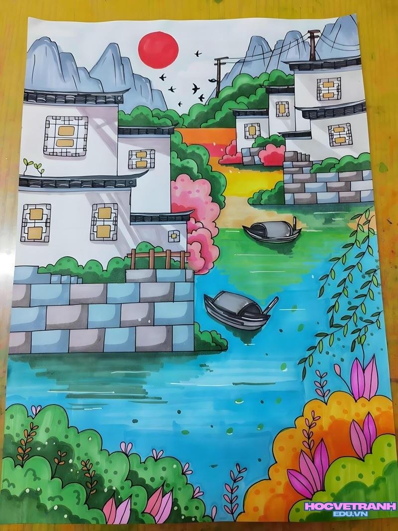 tranh phong cảnh làng quê việt nam