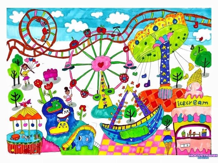 tranh sân chơi công viên