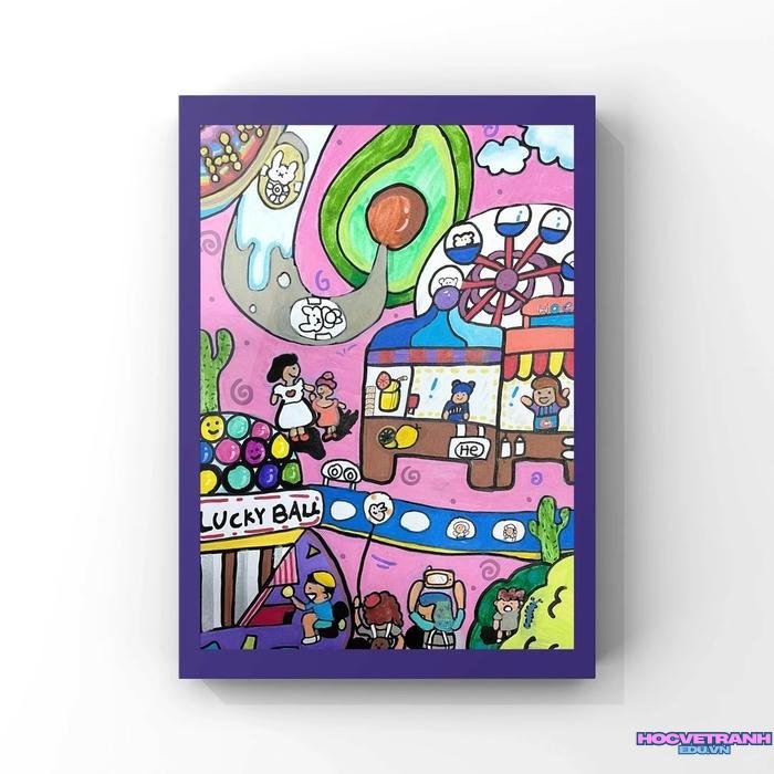 tranh sân chơi màu nước