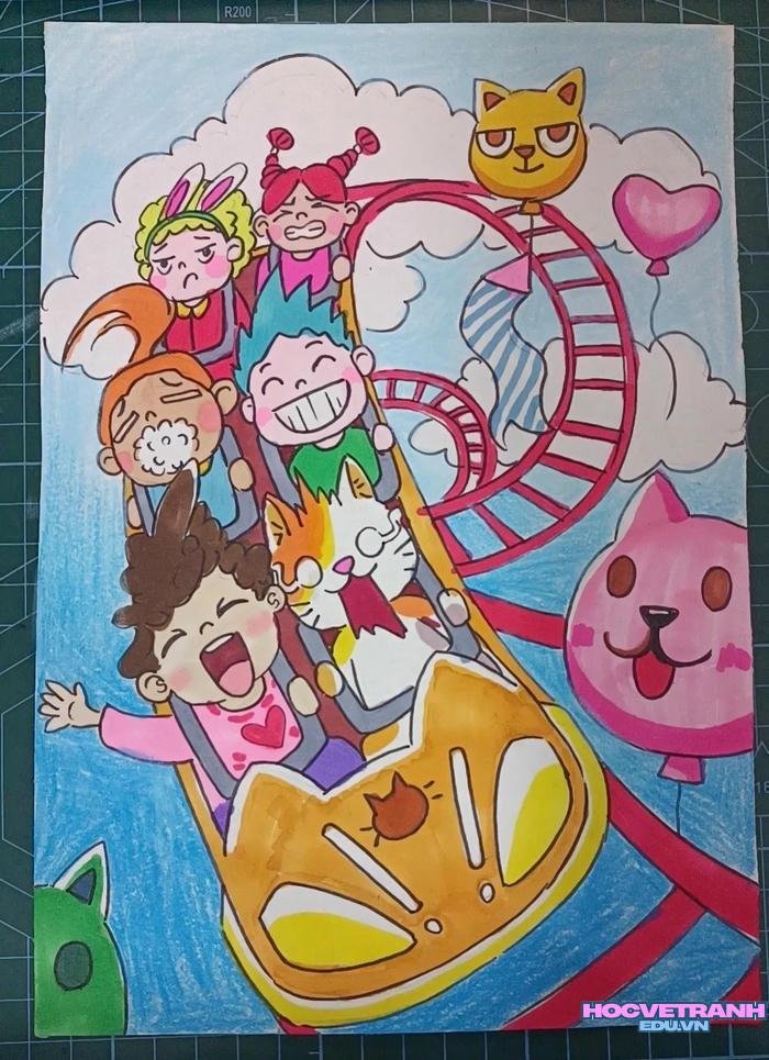 tranh sân chơi xích đu