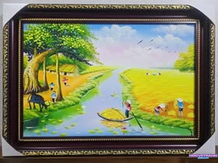 tranh sơn dầu bình minh