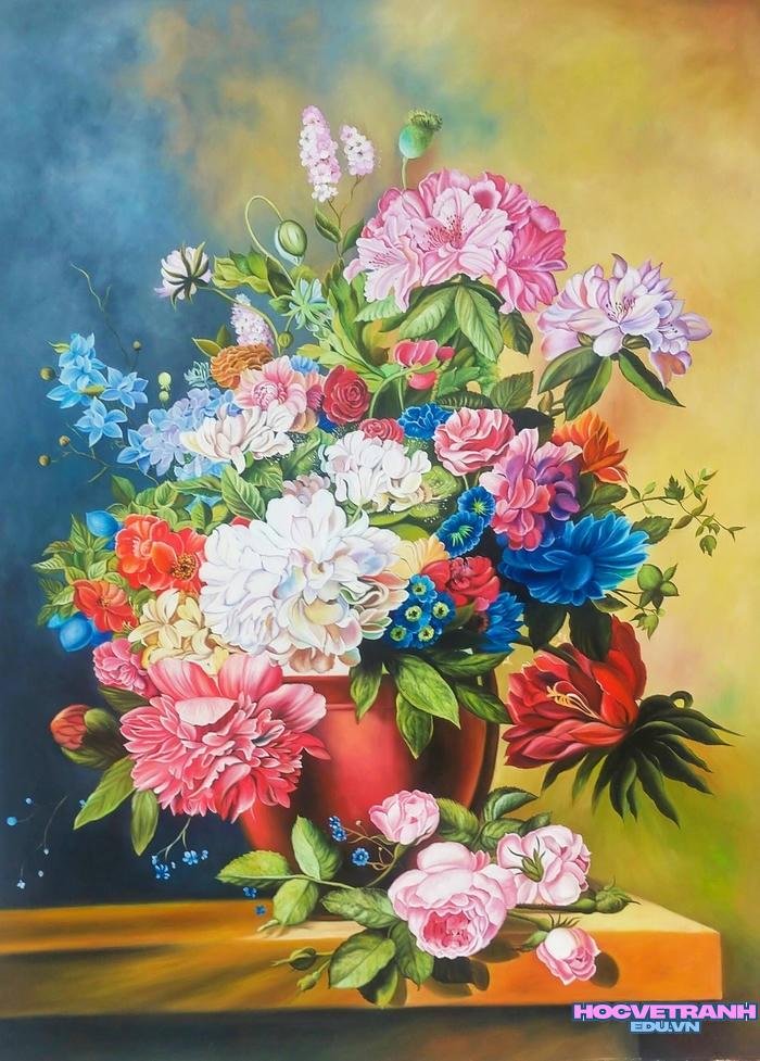 tranh sơn dầu hoa hồng