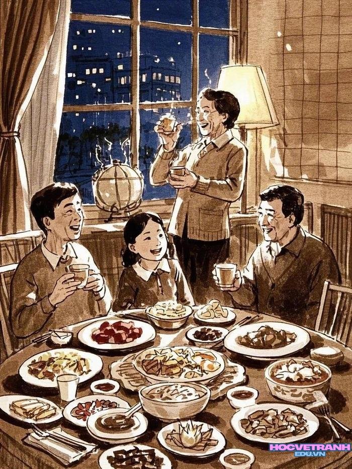 tranh sum họp đầy đủ