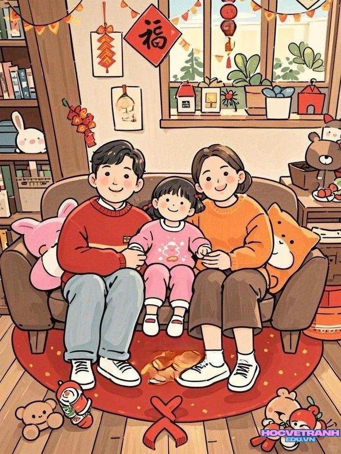 tranh sum họp màu nước