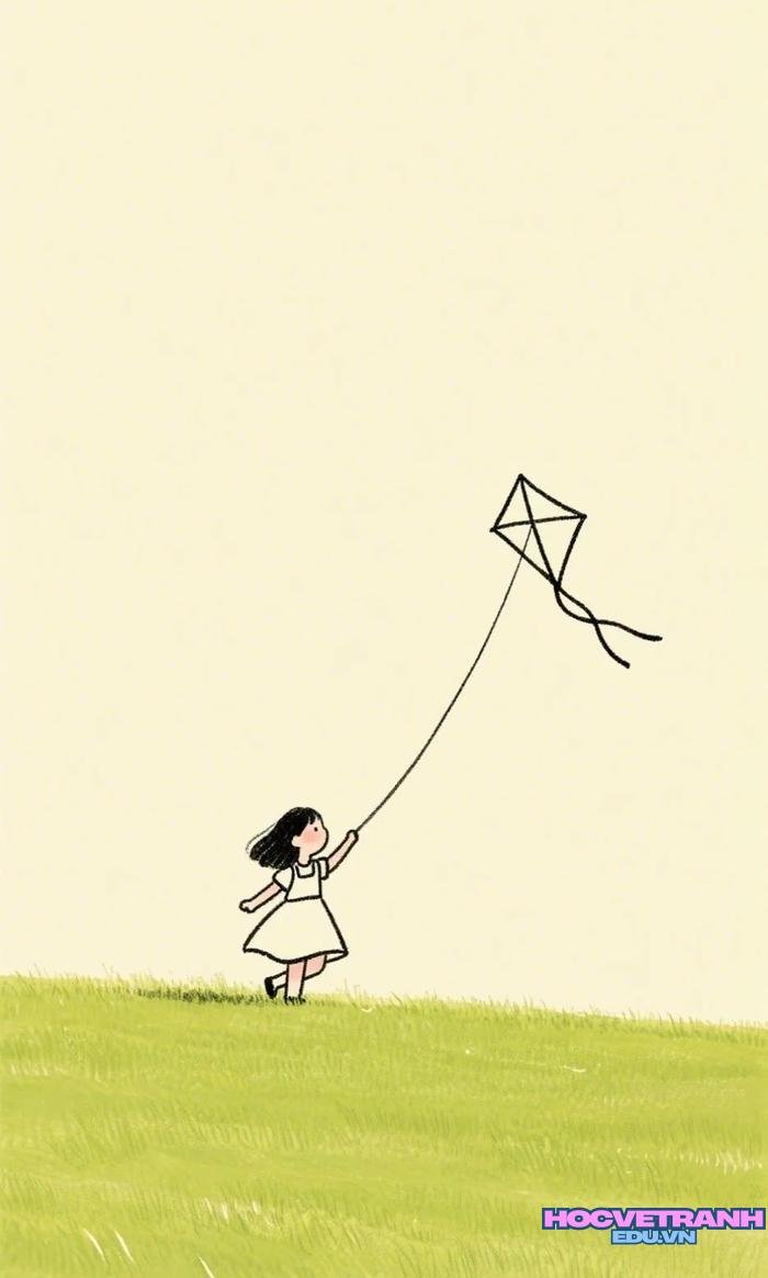 tranh thả diều dễ vẽ