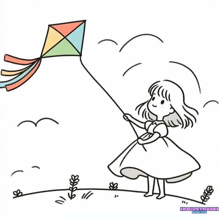 tranh thả diều lộng gió