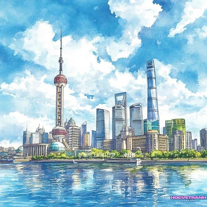 tranh thành phố mùa thu